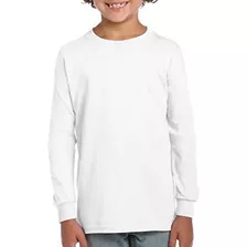 Remera Niño Blanca Interlock Puro Algodón Manga Larga Abriga