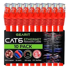 Gearit Cable Ethernet Cat 6 De 2 Pies (paquete De 10) - Cabl