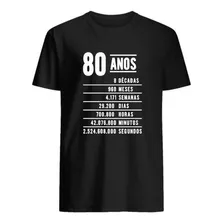 Camiseta Presente Aniversário 80 Anos Camisa Masculina 80tão