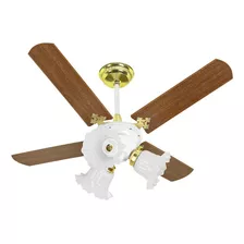 Ventilador De Teto New Zeta Venti-delta Latonado 4 Pás Mdf Cor Da Estrutura Branco Cor Das Pás Mogno Diâmetro 96 Cm Frequência 60 110v