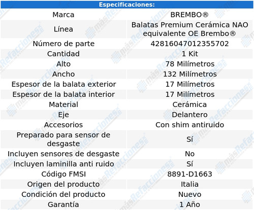 Balatas Brembo Audi Q5 2013 A 2017 Cermica Delantero Foto 3