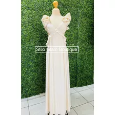 Vestido Dama Cuello Rosas Crema