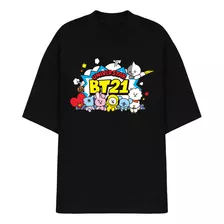 Camiseta Oversized Kpop Bts Universtar Bt21 Chibli Algodao