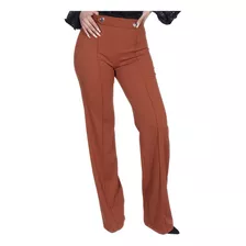 Pantalon Vestir Moda Elegante Tiro Alto Casual Pierna Recta