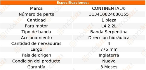 Banda 775 Mm Acc Medallion L4 2.2l 88/89 Continental D/h Foto 8