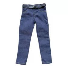 Calças De De Pano Jeans Com Cinto Figuras De Azul Escuro