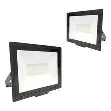 Kit 2 Refletor Led 100w Branco Frio Bivolt Prova D'água