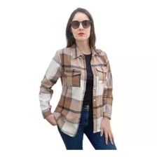 Camisa Flanelada Feminina Xadrez Manga Longa Outono/inverno 