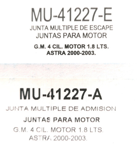 Junta Mltiple Admisin Y Escape Chevrolet Astra Zafira 1.8 Foto 2