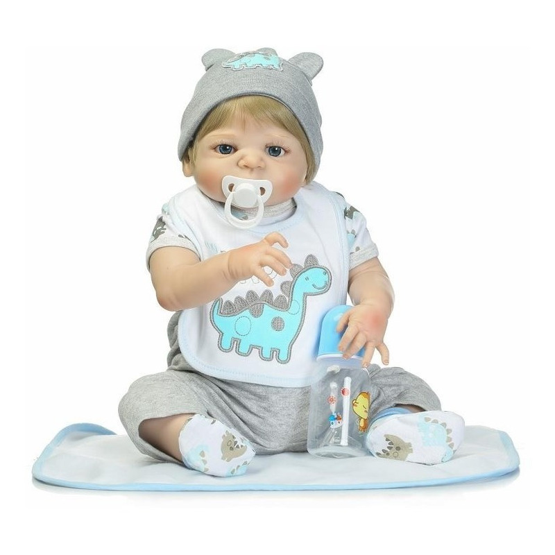 Bebe Reborn Menino 100% Silicone 57 Cm - Biel