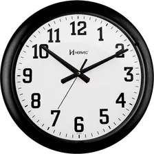 Reloj De Pared 6129 Herweg, 40 Cm, Cristal Grande De Plástico Negro