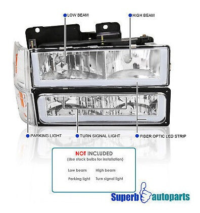 Fits 1994-1998 Gmc C10 C/k 1500 2500 3500 Headlights Bumpe Foto 2