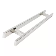 Puxador Inox Polido Porta Pivotante Madeira E Vidro 40cm