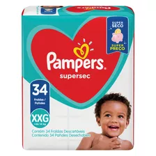 Fralda Descartável Infantil Pampers Supersec Xxg 34 Unidades