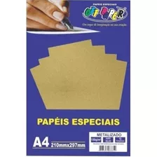 Papel Metalizado A4 Ouro Velho 150 G C/15 Folhas Off Paper Cor Dourado-escuro