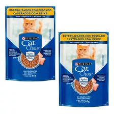 Kit 2 Cat Chow Sachê Para Gato Ad. Castrados Sabor Peixe 85g