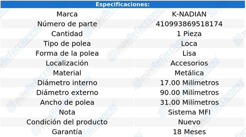 Polea Banda Metalica Lisa K-nadian Porsche 928 V8 5.0l 89 Foto 3