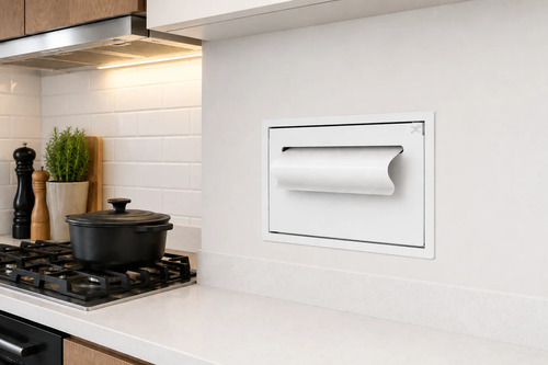 Suporte Papel Toalha Para Embutir Na Parede Branco Branco