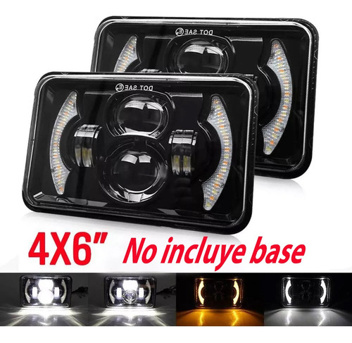 Faro Led Lupa 4x6 Rectangular Hi/lo Luz Haz Seal Drl Camion Foto 2