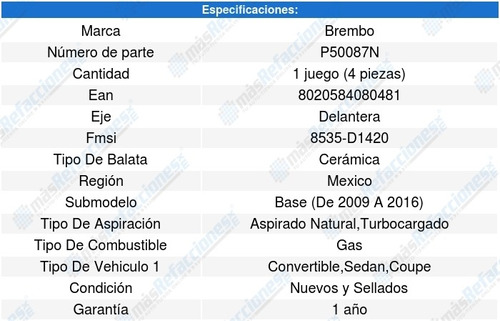 Balatas Ceramica Delanteras E500 V8 5.5l 09 A 16 Foto 3