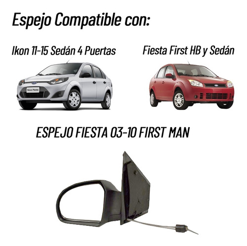 Espejo Lateral Fiesta Firts Manual 03 04 05 06 07 08 09 2010 Foto 7