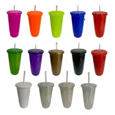 Vaso Bachelor 1 Litro 100 Pack 32oz Tapa Y Popote Reusable