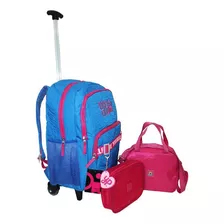 Kit Mochila Juvenil Yepp Girls Nova Rodinhas Escolar