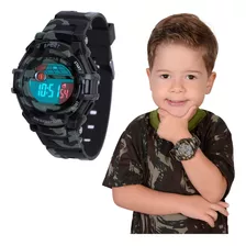 Relógio Infantil Masculino Prova D'água Camuflado Digital