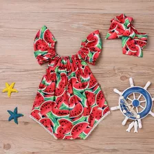 Roupa Bebê Body Ciganinha Macacão Rompers Infantil Melancia