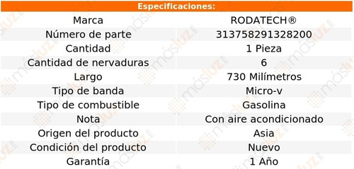 (1) Banda Accesorios Micro-v Rodeo 2.2l 4 Cil C/aa 98/03 Foto 2