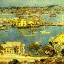 Porto Gloucester Barcos Usa De Hassam Em Tela 50cm X 50cm