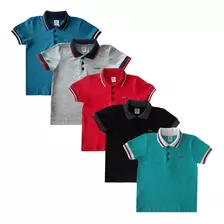 Kit 5 Camisa Infantil Menino Roupa Criança Atacado Gola Polo