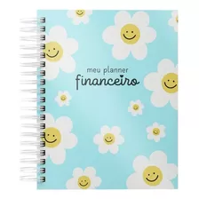 Planner Agenda Caderno Financeiro Permanente Calendário Flor Cor Da Capa Azul