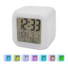 Reloj De Mesa Despertador Digital Moodicare Cubo Color Blanco 