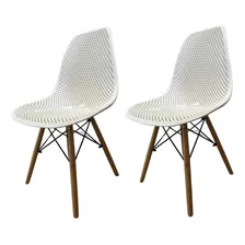 Cadeira Charles Eames Design Colmeia Eloisa Branca Cor Da Estrutura Da Cadeira Madeira Cor Do Assento Branco