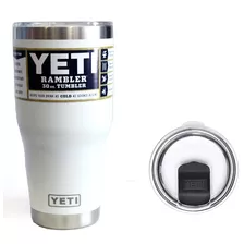 Vaso Térmico Marca Yeti De 30 Oz Con Tapa Color Blanco Liso