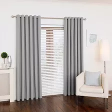 Cortina Para Sala E Quarto 300x280 Com Ilhos Para Varão Cor Cinza Claro