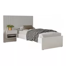 Cama De Solteiro Zara Com Mesa De Cabeceira Branco/madeirado