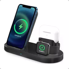 Base Carregador Indução 3 Em 1 Para iPhone Watch Airpod 