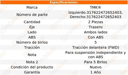 2- Mazas Traseras Con Abs Passat 3.6l V6 2012/2018 Tmk Foto 2