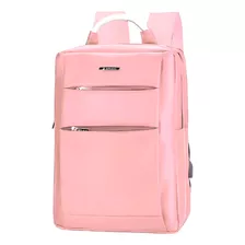 Mochila Bolsa Usb Para Notebook Executiva Impermeável Cor Rosa