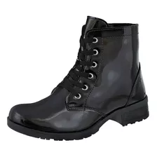 Bota Feminina Verniz Cr Shoes Cano Baixo Com Ziper 1600