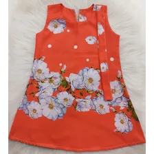 Vestido Infantil Jujuba Trapézio Meninas Laranja