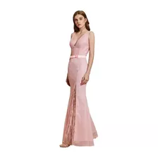 Vestido Rosa Transparencia Matrimonio Gala Fiesta - G48