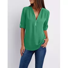 Blusa Isa Feminina De Manga Larga Para Mujer, Color Blanco Y