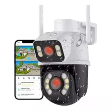 Ip Camera Externa Wifi Dupla Lentes 2 Em 1 Visao Noturna