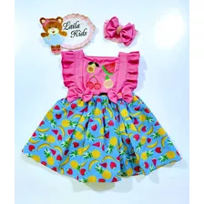 Jardineira Body Romper Infantil Fantasia Salada De Frutas 