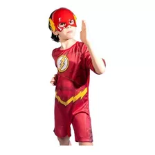 Fantasia Infantil Flash Com Máscara Super Héroi Oficial 