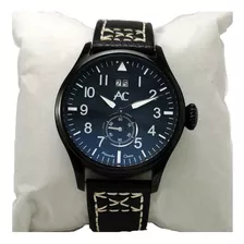 Reloj Hombre Ac 6203 Casual Acero Pavonado Con Piel