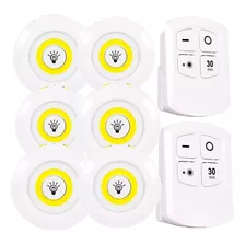 Kit 6 Lâmpada Spot Luminária Luz Led Sem Fio Com 2 Controles